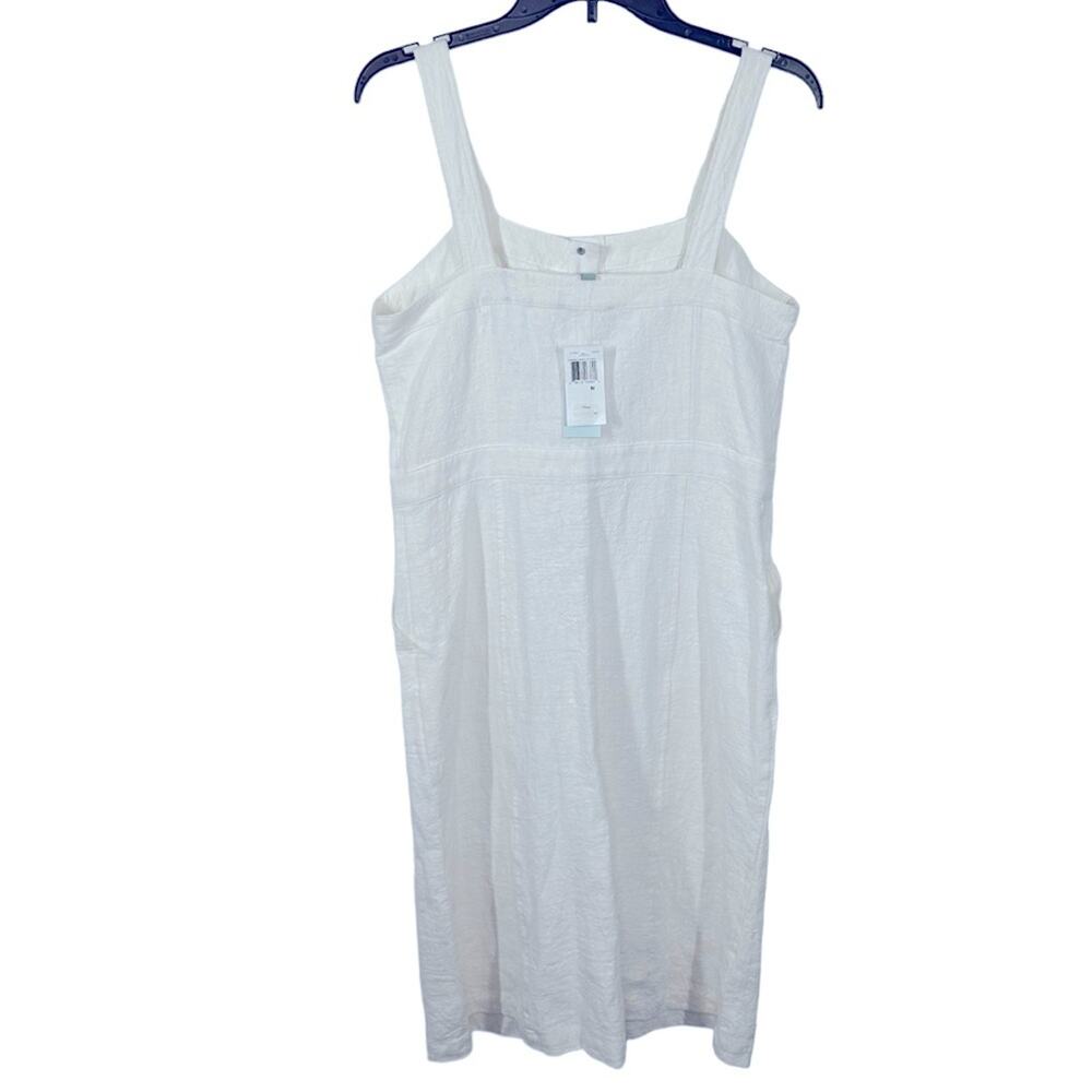 Anthropologie Skies Are Blue Linen Overall Dress Medium NWT Snap Front - Picture 9 of 15
